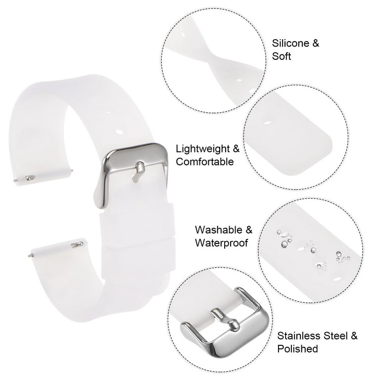 Archer Watch Straps - Silicone Quick Release Soft Rubber Replacement Watch  Bands (White, 24Mm)