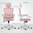 thumbnail image 2 of Pink Ergonomic Mesh Office Chair with Adjustable Headrest & Flip-Up Armrests - Lumbar Support Desk Chair for Home Office, Living Room & Compact Spaces, 2 of 7