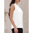 thumbnail image 4 of DARING DIVA Women's Satin Tank Top Sleeveless V Neck Business Satin Work Blouse S White, 4 of 6