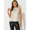 thumbnail image 3 of DARING DIVA Women's Shiny Tank Top Shimmer Camisole Vest XS Beige, 3 of 6