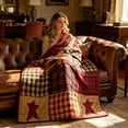 thumbnail image 5 of Gallickan Independence Day Star Plaid Print Flannel Blanket C 51x59in, Patriotic Throw Blanket, 1pc, 5 of 6
