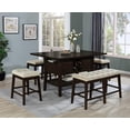 thumbnail image 4 of Cappuccino Wood Counterheight Dining Bench with Beige Linen Fabric, 4 of 4