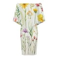 thumbnail image 4 of Watercolor Wildflowers Spring Summer (7) Women's Off The Shoulder Ruffles Summer Wedding Guest Loose Casual Party Beach Dress, 4 of 9