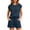 Navy#9527, variant on Womens 2 Peice Pajamas Set Solid Short Sleeve Waffle Pjs Tops Shorts Sleepwear Outfits for Women Lightweight Homewear Loungewear