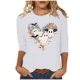 thumbnail image 2 of DailyTrove Women's Halloween Long - Sleeve Shirt, Ghost & Pumpkin Pattern Print, Classic Fit, Breathable Fabric, Halloween Events & Casual Outings, 2 of 6