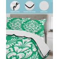 thumbnail image 4 of Quilts King Size Bedding Set, Green Boho Lightweight Quilted Comforter, Vintage Classic Bohemia Flower Textured Soft Reversible Bedspread Coverlet with Pillow Covers for All Season, 96" x 106", 4 of 7