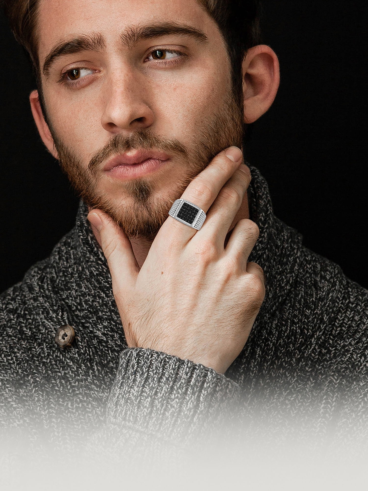 JewelersClub Black Diamond Rings for Men – 1CTTW Genuine Black Diamond Ring for Men – Hypoallergenic Sterling Silver Ring Men – Real Diamond Mens Rings Fashion Statement Ring – Luxurious Gifts for Him