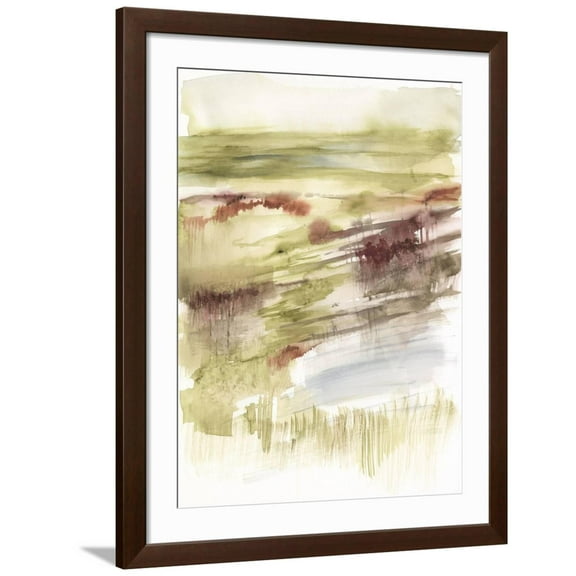 Art.com Abstract Flower Horizon II Art Print by Jennifer Goldberger, Brown Frame Wall Art, 32" x 40"