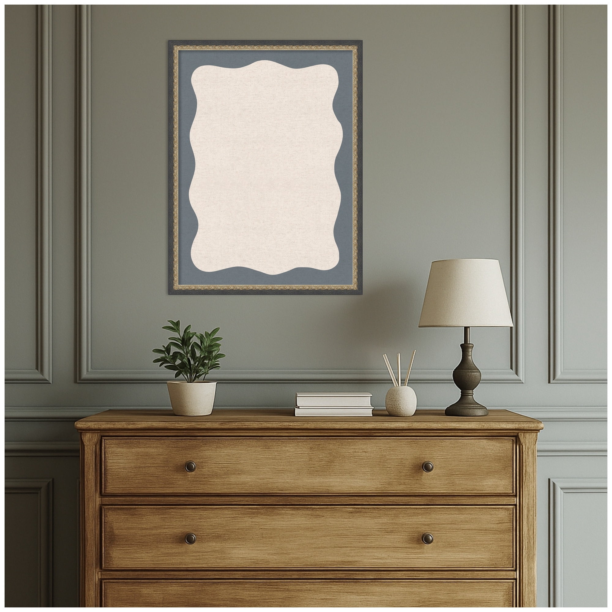 Kate and Laurel Framed Fabric Pinboard 19 x 25,  Printed Linen Decorative Bulletin Board for Use as a Vision Board or Wall Organization, Matinee Black Bronze Frame
