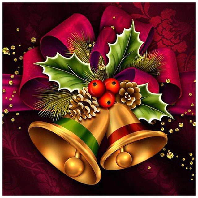 Pintura de diamante Wdftyju 5D DIY Campana de Navidad Taladro redondo completo