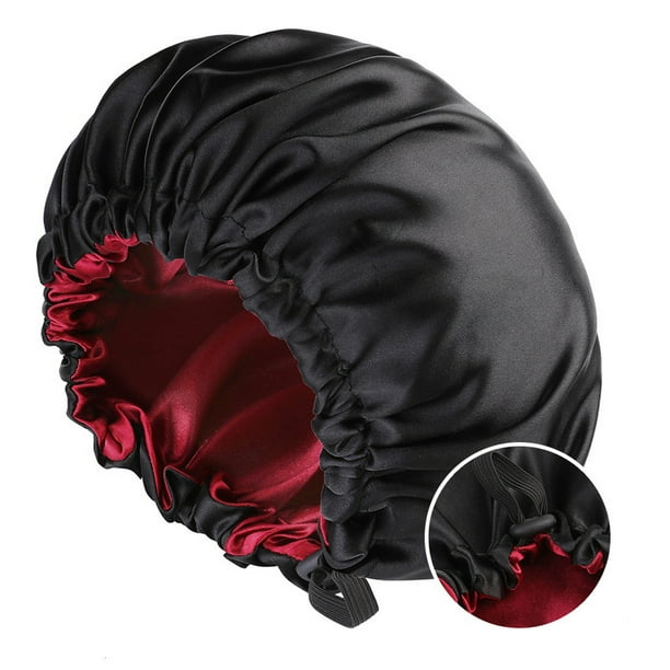 Gorro térmico de acondicionamiento profundo Gorro térmico apto para microondas para peinado y tratamiento de cabello con vapor Gorro de vapor Tratamiento capilar con vapor (negro + rojo)
