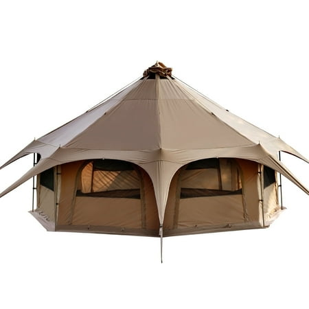 TOMOUNT Canvas Tent 8-Person Yurt Tent with Stove Jack Bell Tent for Camping Luxury Glamping Yurt Tent 16.4ft Dia