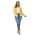 thumbnail image 5 of Plus Size Women Long Sleeve Sparkle Sequin Bomber Jacket Zip Front Coat, Yellow, XX-Large, 5 of 7