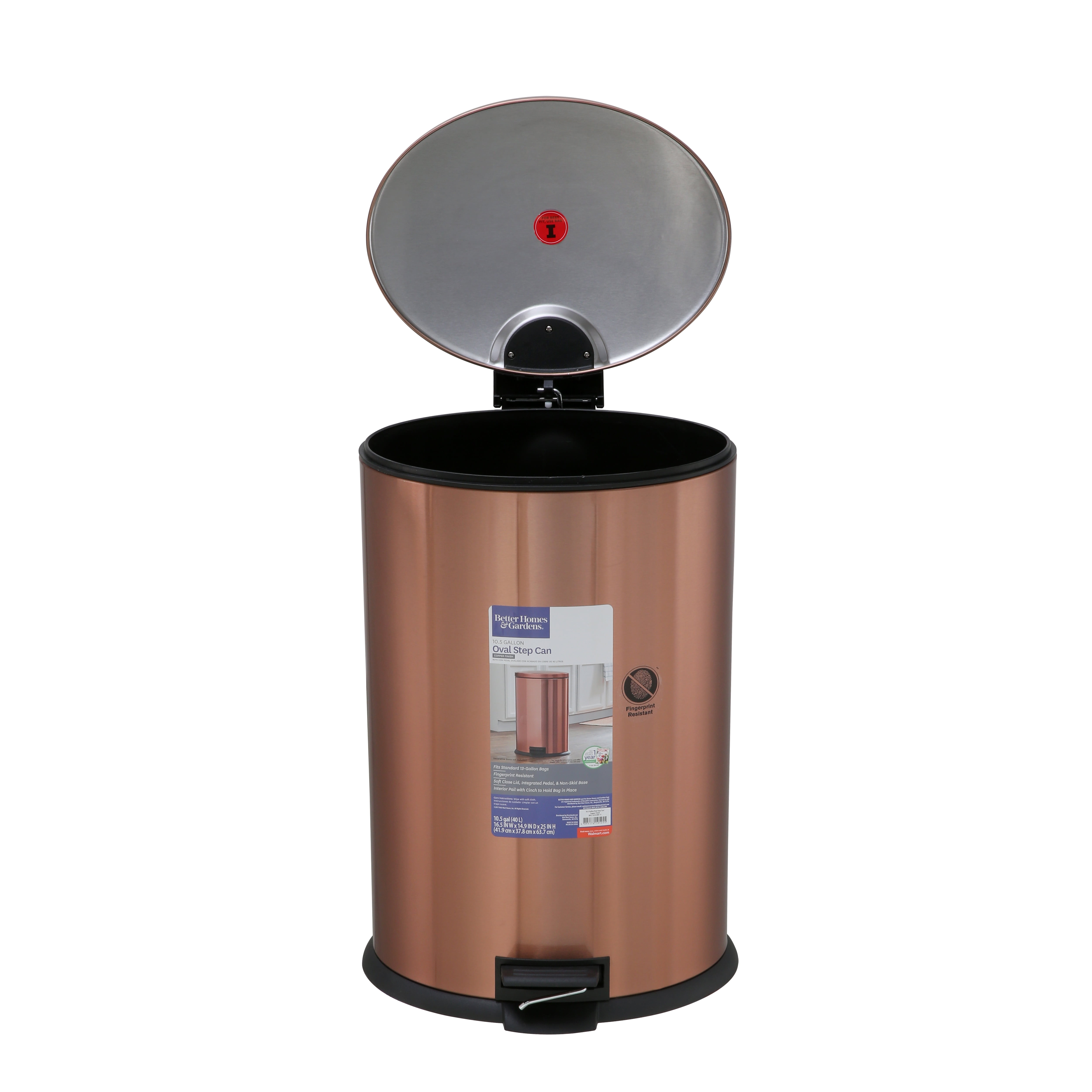 Better Homes Garden Waste Can Oval Copper Stainless Steel Indoor Home Garbage eBay