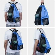 WANDF Swim Bag Mesh Drawstring Backpack with Wet Pocket Beach Backpack ,Blue
