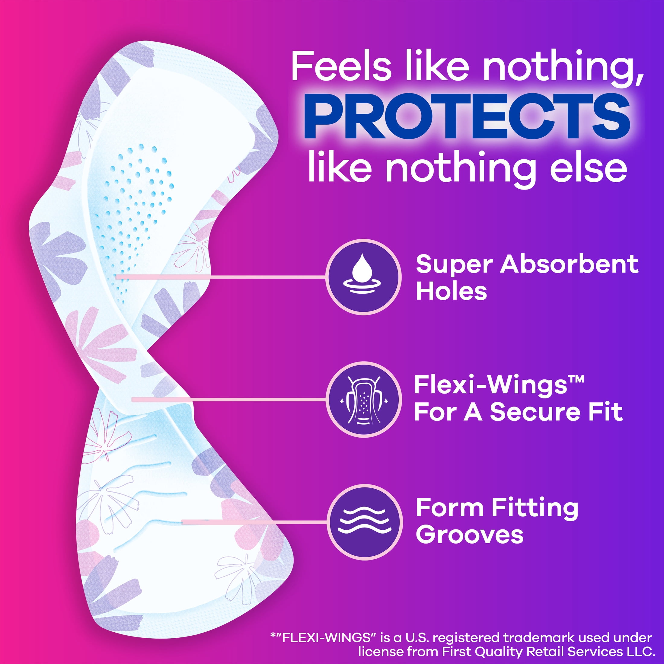 (6 pack) Always Radiant with FlexFoam Pads, Size 1, Regular, Wings, 42 Count