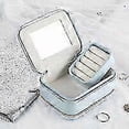 thumbnail image 3 of Jewelry Box Small Jewelry Box with Mirror for Ring Earring Bracelet Blue 11.5*8.5*5cm Travel Jewelry Box, 3 of 4