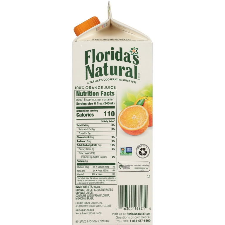 Florida s Natural Orange Juice With Pulp 52 oz Fresh From Grove No Added Sugar Non GMO High Vitamin C Walmart
