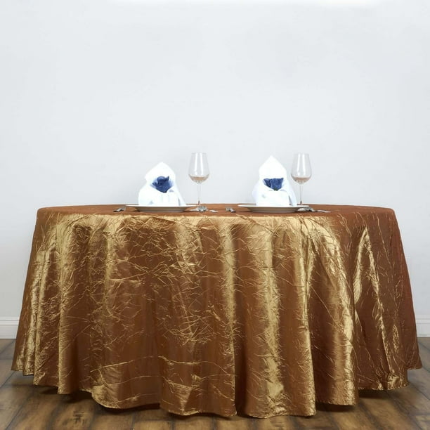 117 Gold Crinkle Crushed Taffeta Round Tablecloth Walmart Com Walmart Com
