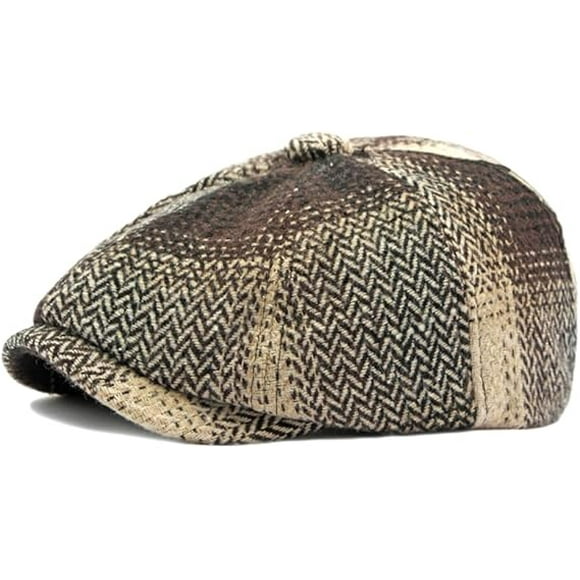 Mens Classic Newsboy Flat Cap Gatsby Ivy Cabbie Hat,brown