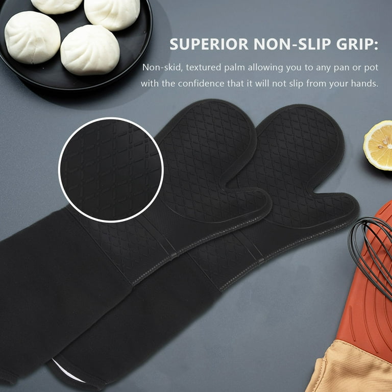 Silicone Oven Mitts, Baking Gloves, Elbow Length Heat Resistant