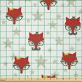 thumbnail image 2 of Ambesonne Cartoon Fabric by the Yard Microfiber, Hipster Foxes Hats, 5 Yards, Coconut Scarlet and Grey, 2 of 2