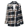 thumbnail image 6 of Women Plaid Shacket Jacket Trendy Fall Casual Button Checkered Trench Coat Winter Clothing with Pockets New Plus Size Jacket for Women Dark Blue L, 6 of 8