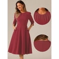 thumbnail image 2 of DARING DIVA 3/4 Sleeve A-Line Midi Work Dress XS Dark Red, 2 of 6