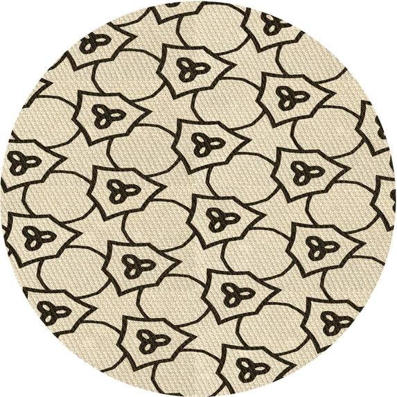 Ahgly Company Indoor Round Patterned Wheat Beige Area Rugs, 8' Round