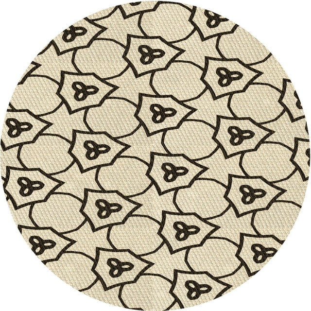 Ahgly Company Tapis Rond Lavable en Machine Intérieur Transitionnel Beige Blé, 4 Pieds Rond