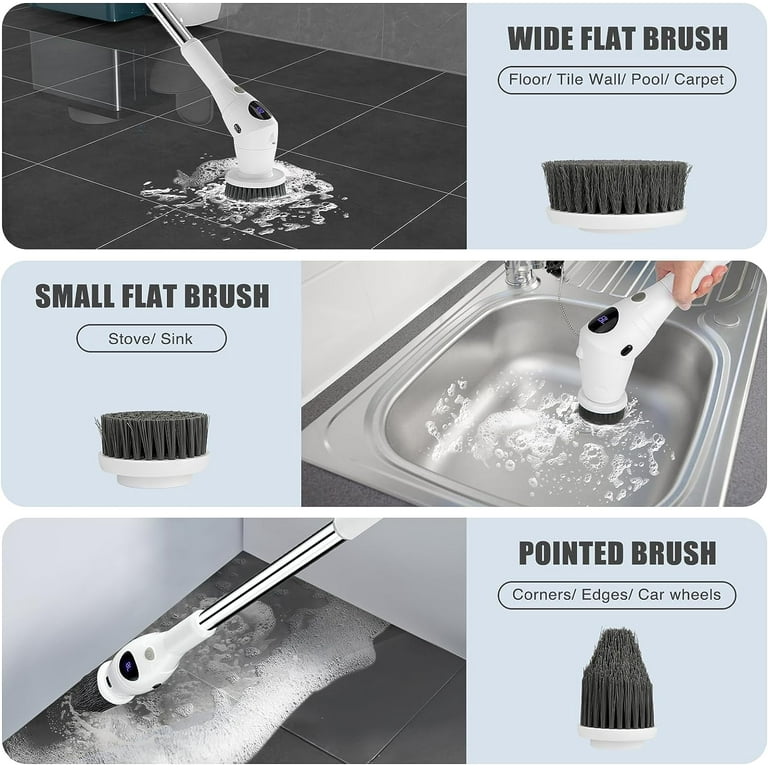 Electric Cleaning Brush, Waterproof Electric Spin Scrubber, Handheld  Kitchen Cleaner Cordless, Spinning Cleaning Brush, Power Scrubber Bathroom  Rechargeable Scrub Brush, Automatic rotating power cleaning brush Scrubber  For Cleaning