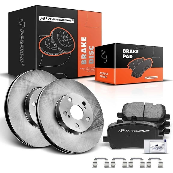 A-Premium 10.83 inch Front Vented Disc Brake Rotors   Ceramic Brake Pads Kit Compatible with Select Pontiac and Toyota Models - Corolla 2003-2008, Matrix 2003-2008, Vibe 2003-2008, 6PCS