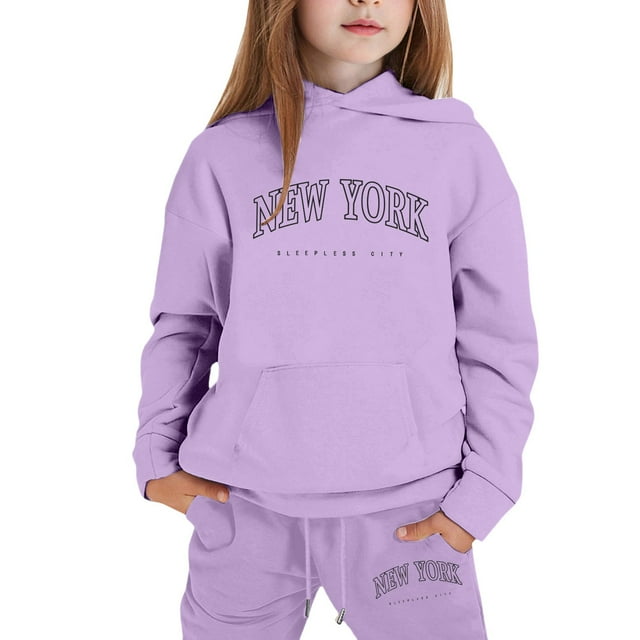 Girls Outfits Hoodies Letter Print Sweatshirt Stylish Comfortable Everyday Wear