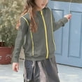 thumbnail image 4 of CYRBOKO Girls Hooded Jackets, Outdoor Thermal Cotton Full Zip Athletic Outerwear Gray Size 11-12 T, 4 of 7