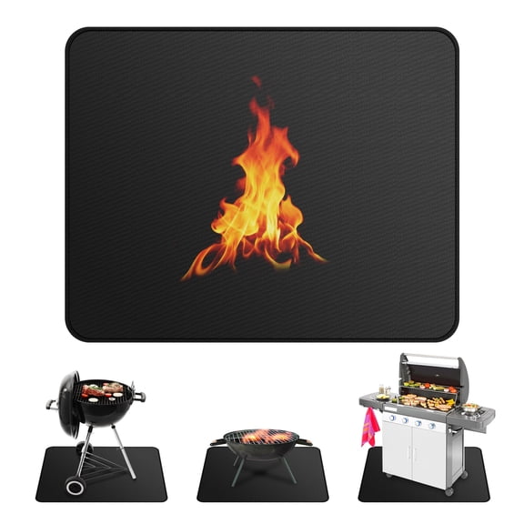 Under Grill Mat for Outdoor Grill, 59x47 Inch/ 150x120cm Rectangle Fireproof Fireplace Pad for Indoor Fire Pit, BBQ Protector Mat
