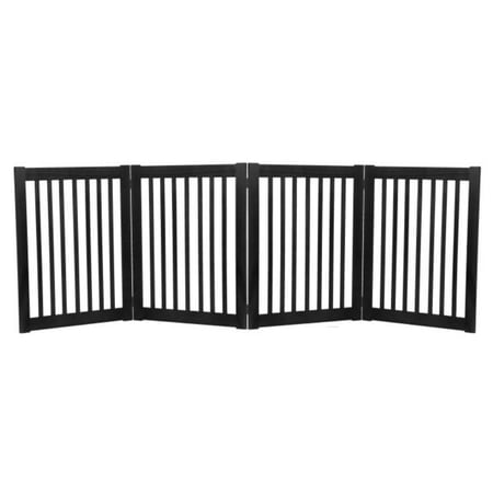 32" Highlander - 4 Panel Free Standing Wood Pet Gate - Black