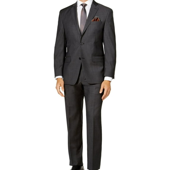 Michael Kors Mens Herringbone Two Button Blazer Jacket, Grey, 44 Long