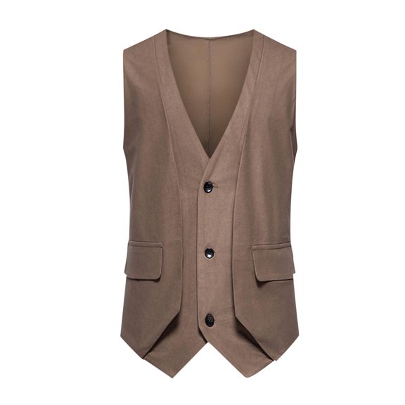Wenyuyu Suit Vests for Men Formal Slim Fit Solid Business Vests Dressy V-Neck Single-Breasted Wedding Waistcoats with Pocket