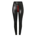 thumbnail image 4 of Hauaitttt Pants Leggings Stretch Waisted Womens High Leather Pleather Pants Zip Open Crotch Pants Leather Leggings for Women Latex Pants Quiet Clubbing Sparkly Leggings Riding Hood Leggings Leather, 4 of 5