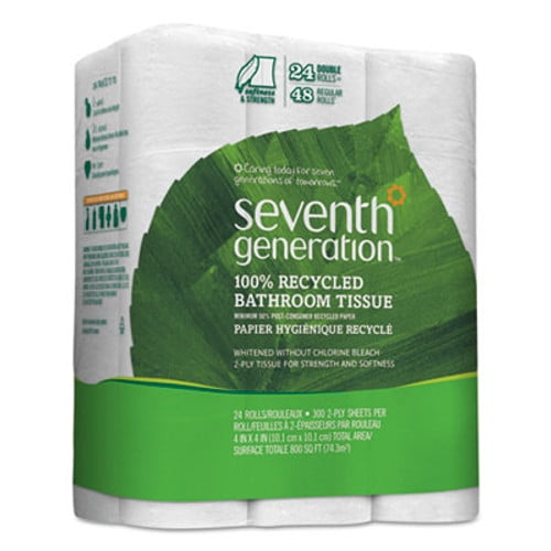 Seventh Generation 100 Recycled Bathroom Tissue Septic Safe 2-Ply White 240 Sheets Roll 24 /pack (SEV13738)