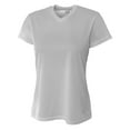 thumbnail image 2 of A4 Short Sleeve V-Neck Bird's Eye Mesh Tee For Women in Silver | NW3254, 2 of 2