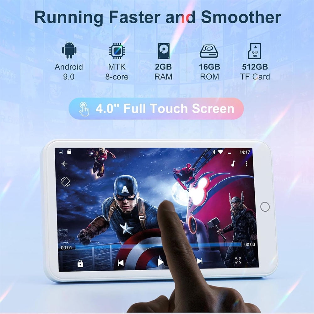 MECHEN H1 Pro MP3 Player with Bluetooth and Wifi, 4" Full Touch Screen Music Player with Spotify, Deezer, Audible, Browser, Up to 512GB