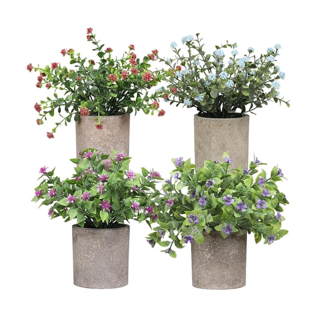 4 piezas de plantas artificiales pequeñas en maceta, plantas decorativas de imitación. Estilo E