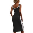 thumbnail image 5 of Franhais Women Summer Dress, Patchwork U-neck Elastic Slim Fit Tight Fitting Bodycon Skirt for Female, 5 of 6