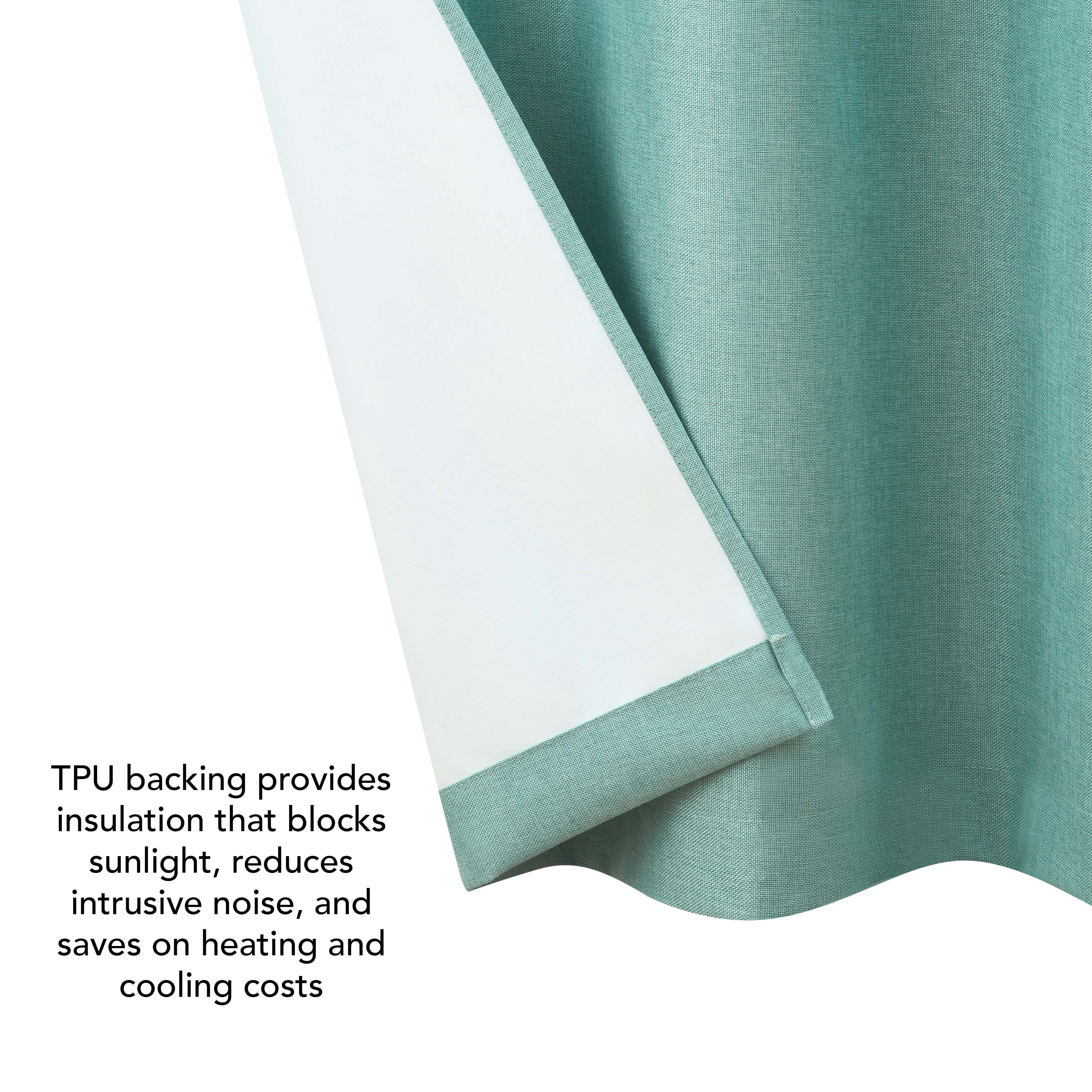 Legrae Blackout Thermal Insulated Grommet Curtains, Set of 4 Panels with Tiebacks, Turquoise, 38" x 84"