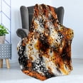 thumbnail image 4 of Burnt Orange Soft Flannel Fleece Blanket, Vintage Mosaic Pattern with Burnt Floral Curve Feature Abstract Graphic, Cozy Plush for Indoor and Outdoor Use, 70" x 90", Black Orange Grey, by Ambesonne, 4 of 5