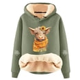 thumbnail image 4 of NinXxx Women's Casual Cow Print Hoodie Long Sleeve Pullover Sweatshirt Light Green L, 4 of 4
