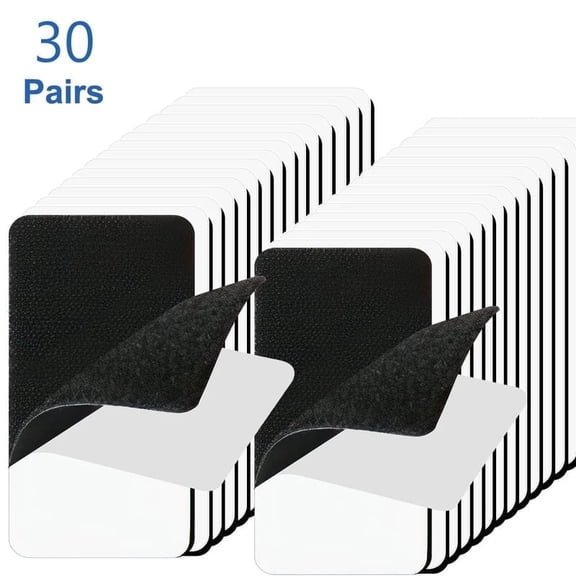 BTideas Hook and Loop Tape, 30 Pairs 2*4in Heavy Duty Double Sided Tape for Home and Office,Black