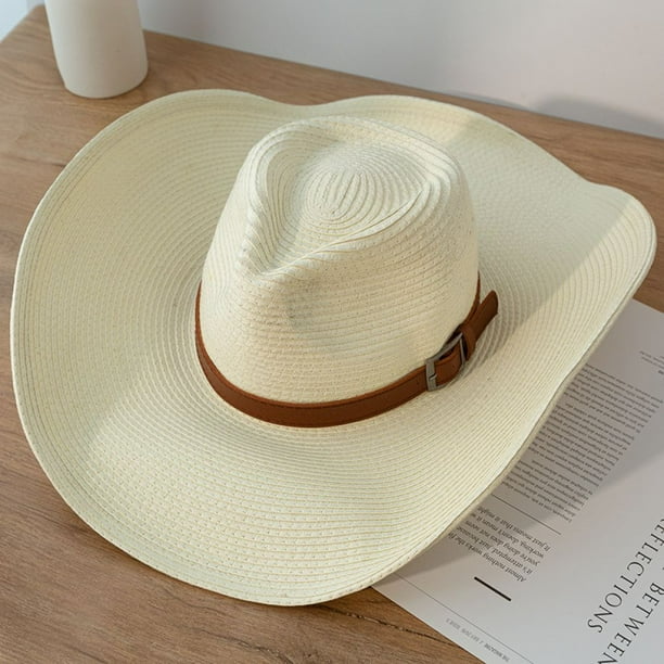 Sombrero de vaquero unisex, sombrero de paja, sombrero occidental para hombre, sombrero para el sol de verano, sombrero panamá de paja