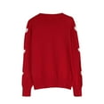 thumbnail image 4 of GUZOM Sweaters Womens Red Heart Pattern Sweater - 100% Polyester Crew Neck Long Sleeve, Soft Durable, Valentine's Day Casual Wear, S/M/L/XL Sizes,Size M, 4 of 5